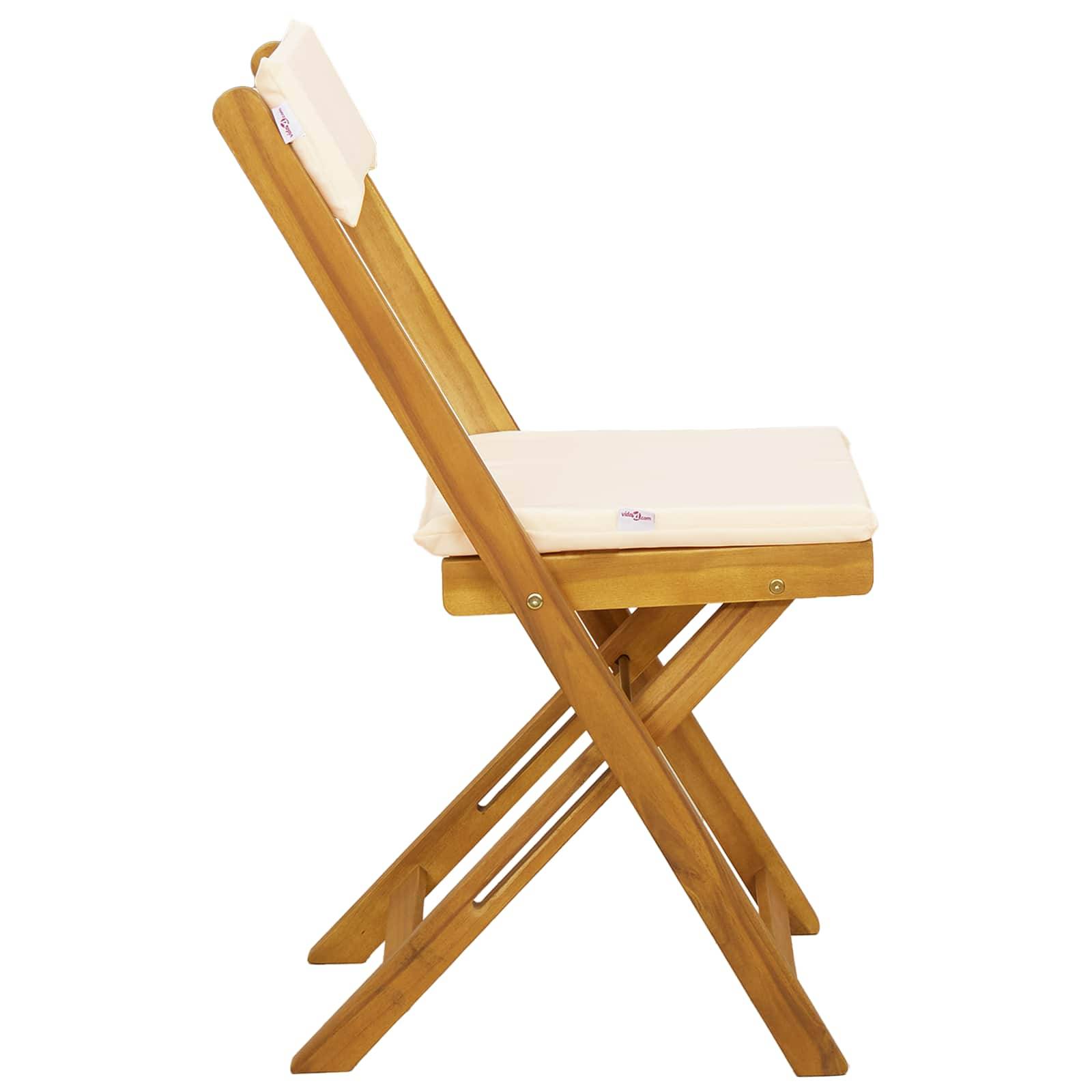 Chaises de jardin bois d'acacia crème blanc 40 x 53 x 80 cm, Poids:23.4kg - PANGIVO - Image 7