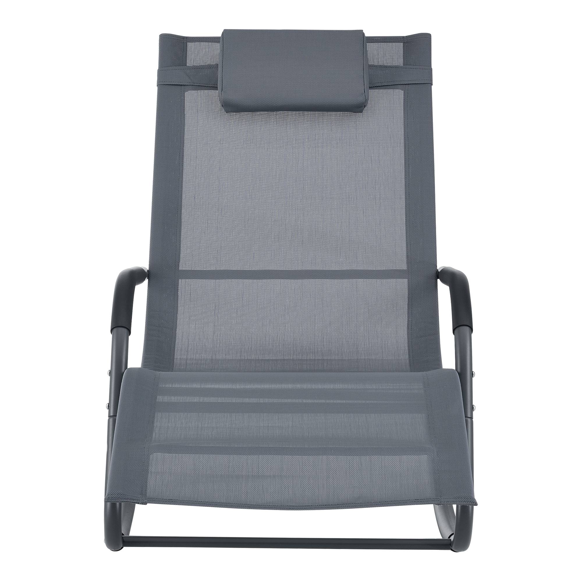 Bain de Soleil à Bascule Caracena Acier Textile 147 x 63 x 89 cm Gris Foncé [en.casa] - Image 3