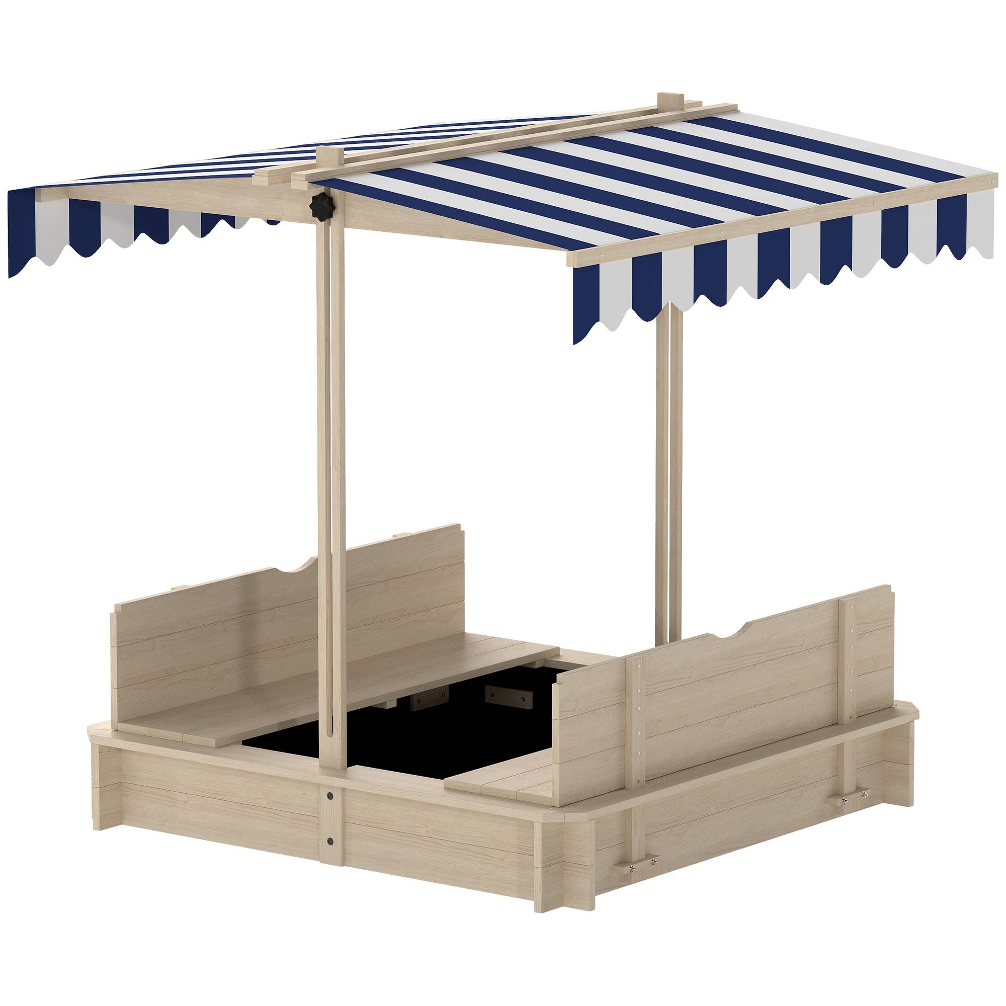 Outsunny - Bac à sable carré en bois pour enfant dim. 106L x 106l cm avec bancs et couvercle - auvent réglable - Outsunny - Image 1