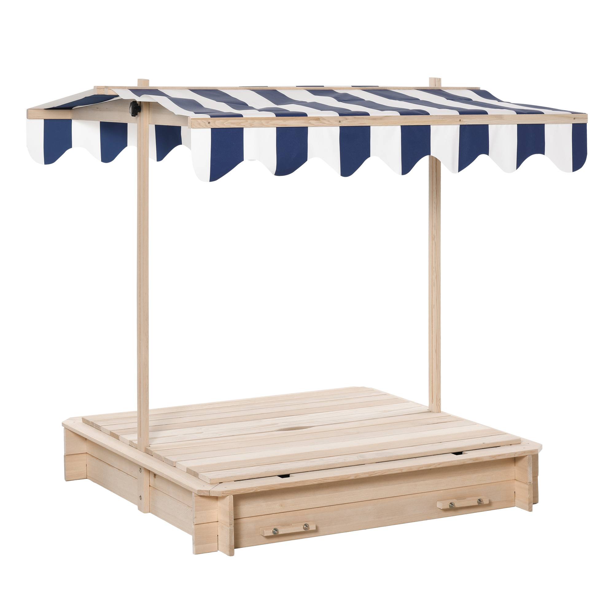 Outsunny - Bac à sable carré en bois pour enfant dim. 106L x 106l cm avec bancs et couvercle - auvent réglable - Outsunny - Image 2