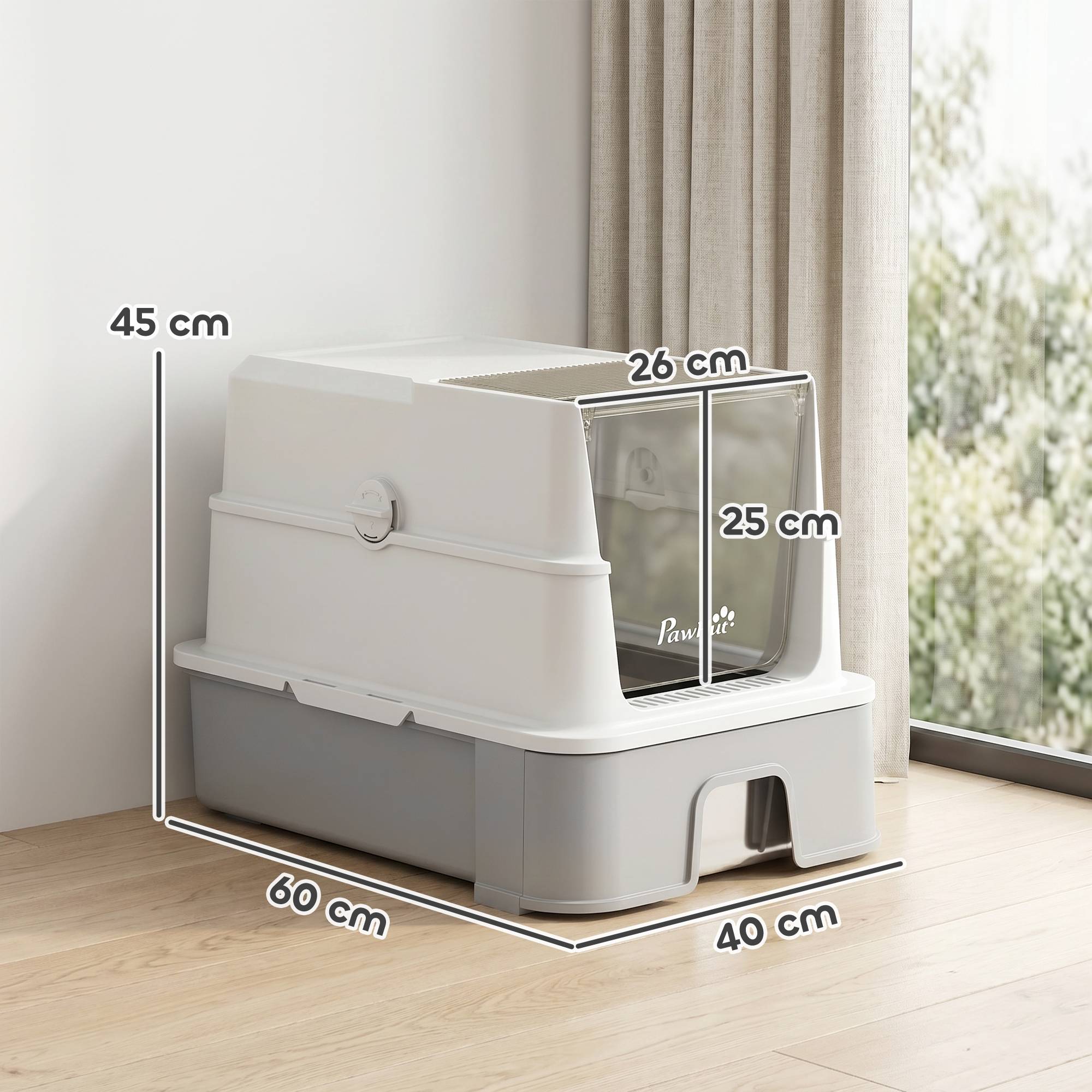 Sans Marque - Lettre pour Gatti Chiusa 3 en 1 de 68L avec Coperchio et Vassoio Estraibile en Acciaio Inox, Paletta, Grigio - Image 4