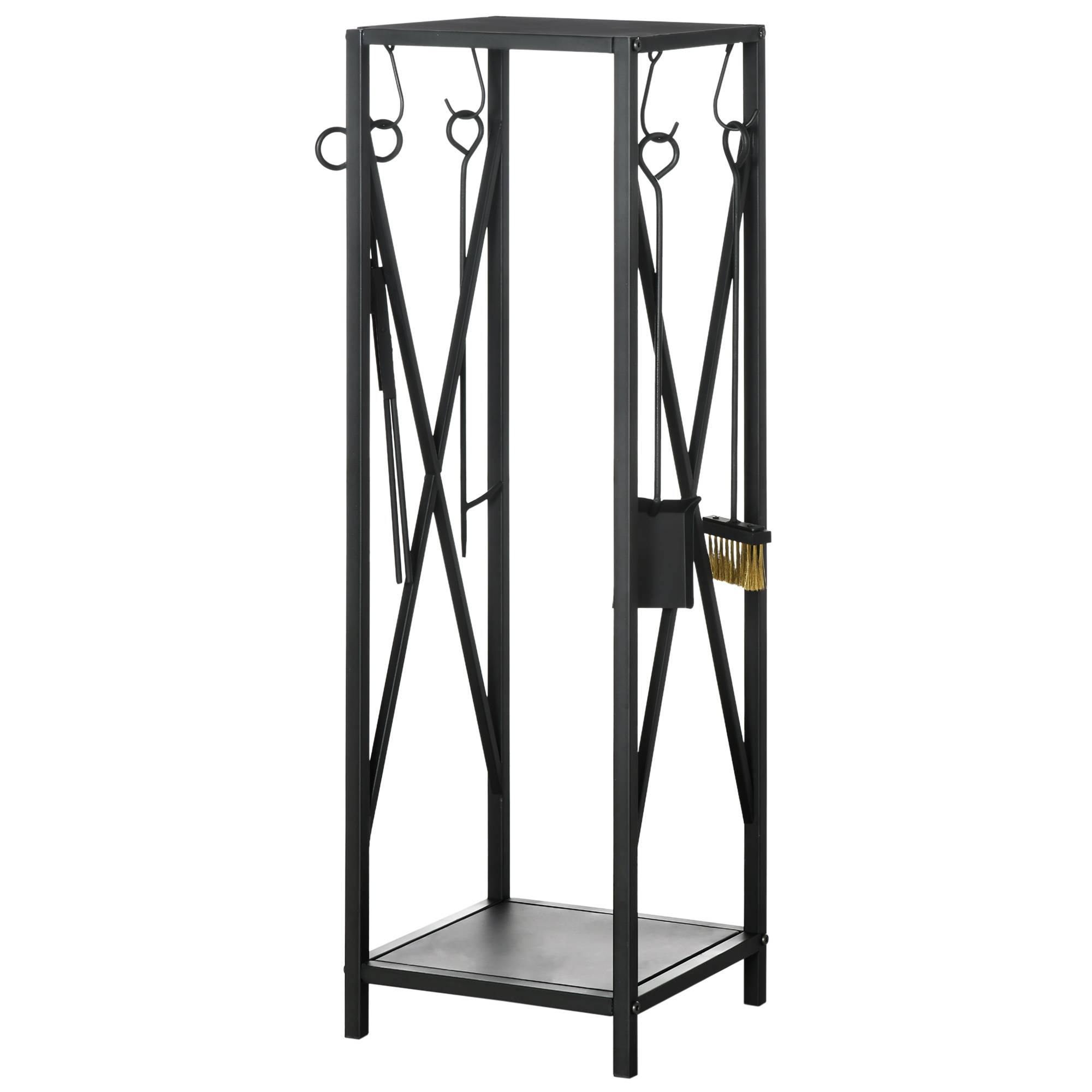 Porte bûches - Range bûches Serviteur de cheminée Colonne - Multi Accessoires dim. 34L x 34l x 111H cm métal Noir - Image 2