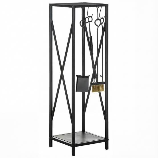 Porte bûches - Range bûches Serviteur de cheminée Colonne - Multi Accessoires dim. 34L x 34l x 111H cm métal Noir - Image 1