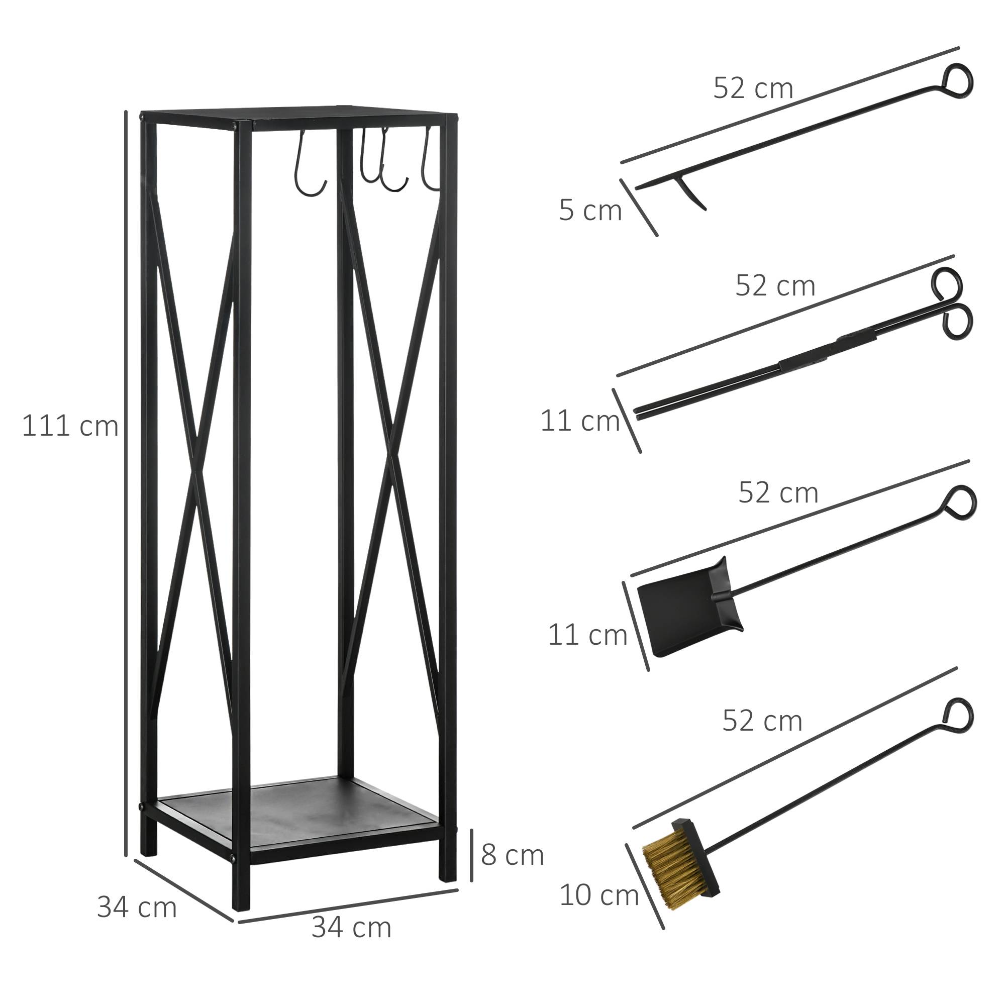Porte bûches - Range bûches Serviteur de cheminée Colonne - Multi Accessoires dim. 34L x 34l x 111H cm métal Noir - Image 5