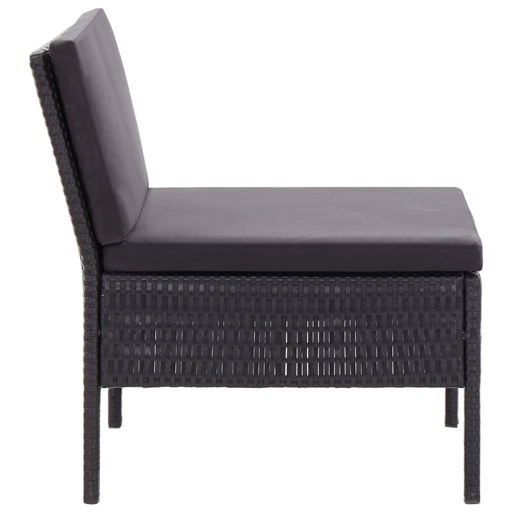 Helloshop26 - Salon de jardin meuble d'extérieur ensemble de mobilier 3 pièces avec coussins résine tressée noir - Image 6