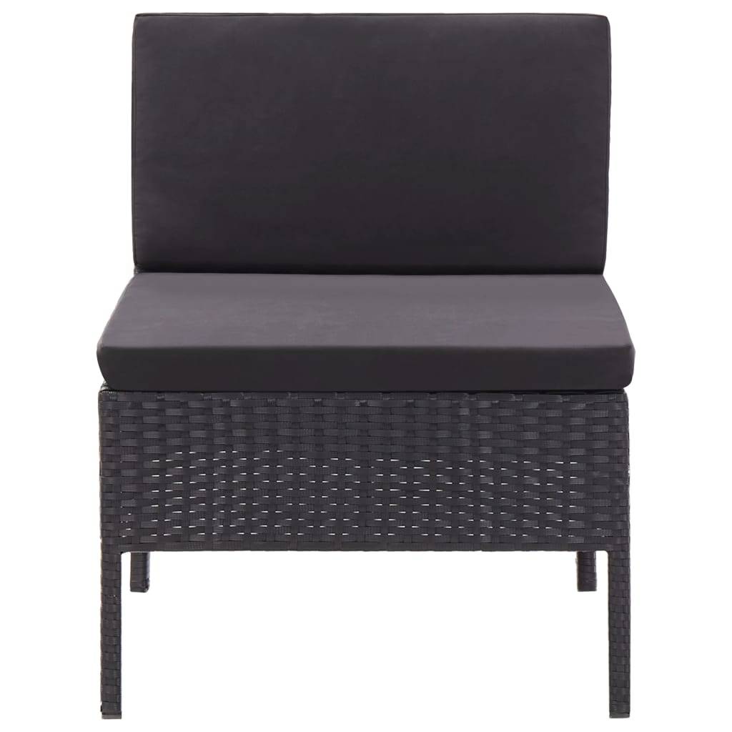 Helloshop26 - Salon de jardin meuble d'extérieur ensemble de mobilier 3 pièces avec coussins résine tressée noir - Image 5