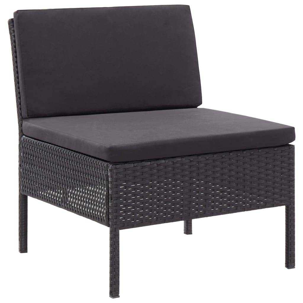 Helloshop26 - Salon de jardin meuble d'extérieur ensemble de mobilier 3 pièces avec coussins résine tressée noir - Image 4