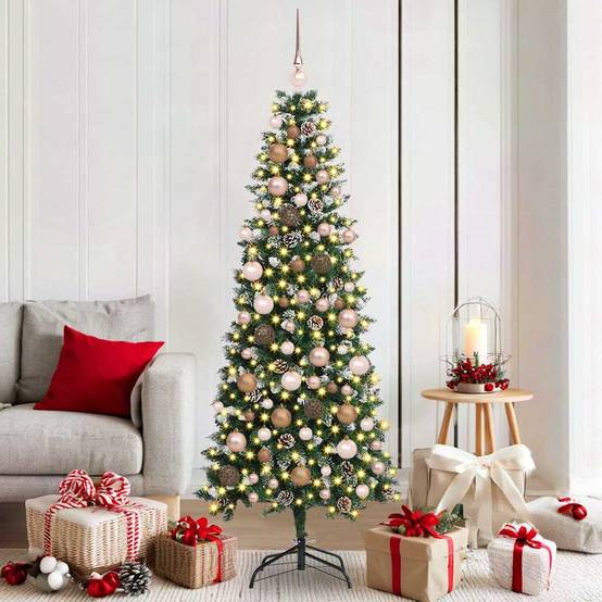 ComfortXL - Sapin de Noël Artificiel Enneigé 180 cm, Kit Complet avec 300 LED et 120 Boules – ComfortXL Outdoor Living - Image 1