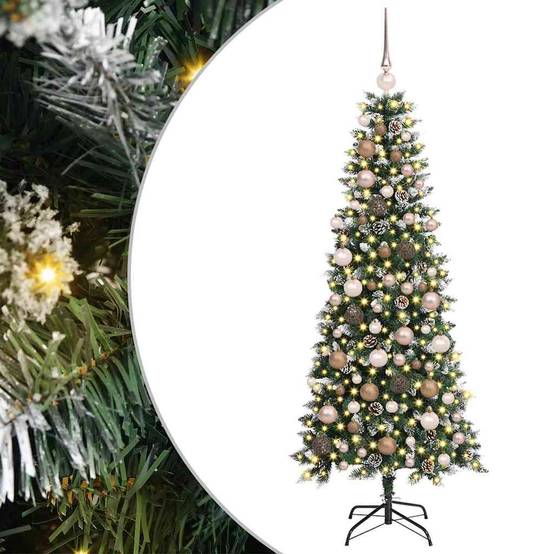 ComfortXL - Sapin de Noël Artificiel Enneigé 180 cm, Kit Complet avec 300 LED et 120 Boules – ComfortXL Outdoor Living - Image 2