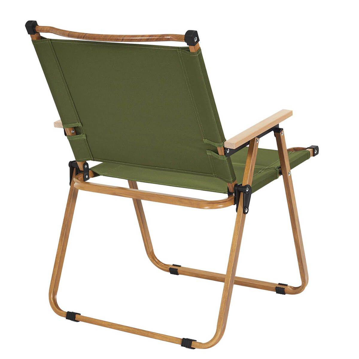 Chaise Pliante de Camping en Métal imitation bois et Toile Verte - KAMPA - Image 8