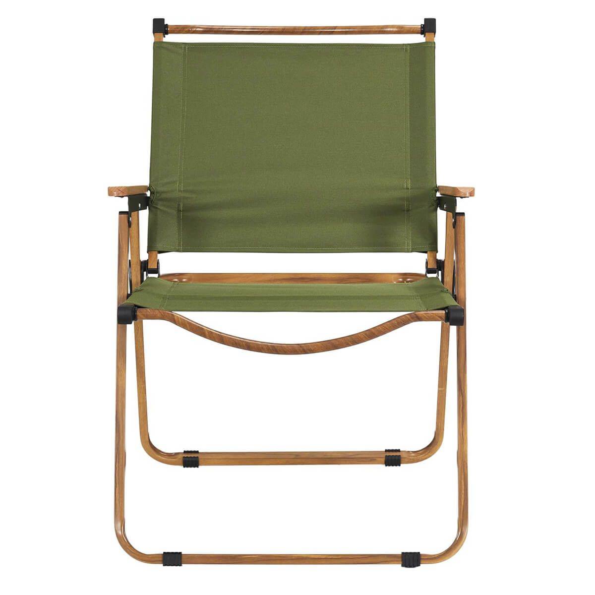Chaise Pliante de Camping en Métal imitation bois et Toile Verte - KAMPA - Image 3