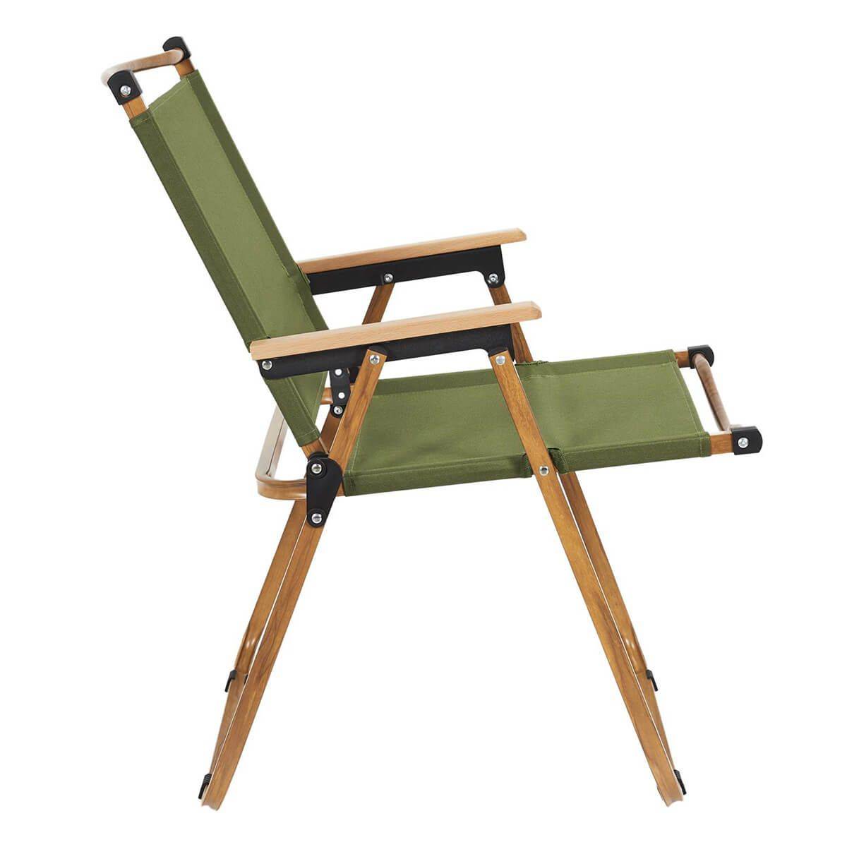Chaise Pliante de Camping en Métal imitation bois et Toile Verte - KAMPA - Image 6