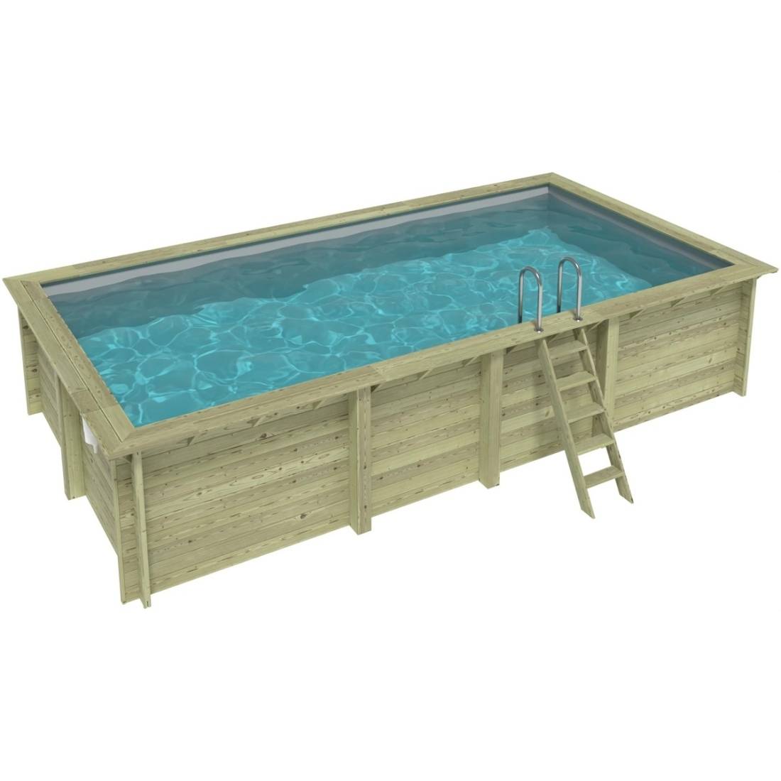 Altanka - Piscine hors sol en bois AQUA 7 x 3.75 - H.1.45 m, gris clair, fixations à visser - BAS7308OSPL2 - ALTANKA - Image 1