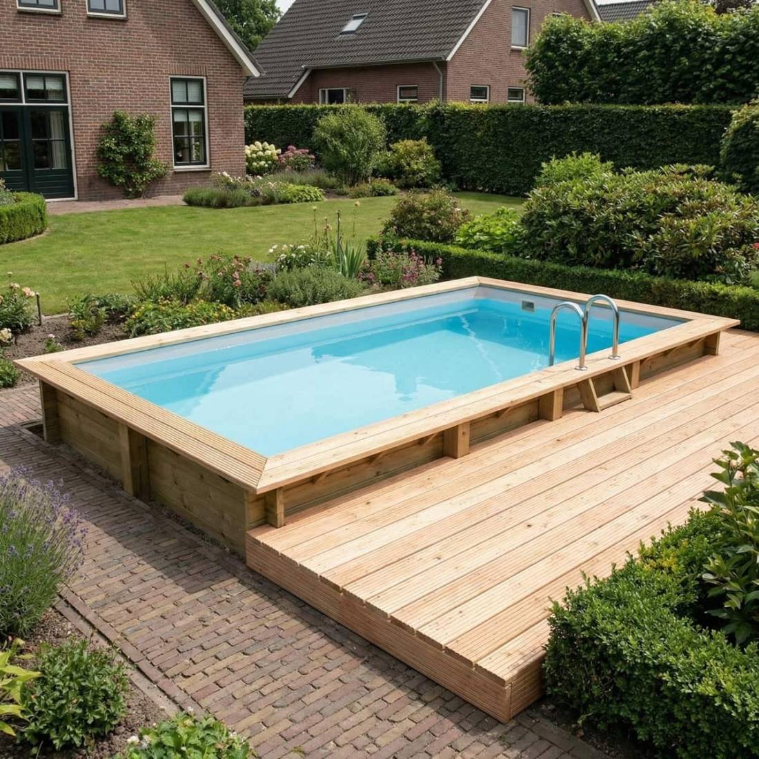 Altanka - Piscine hors sol en bois AQUA 7 x 3.75 - H.1.45 m, gris clair, fixations à visser - BAS7308OSPL2 - ALTANKA - Image 3