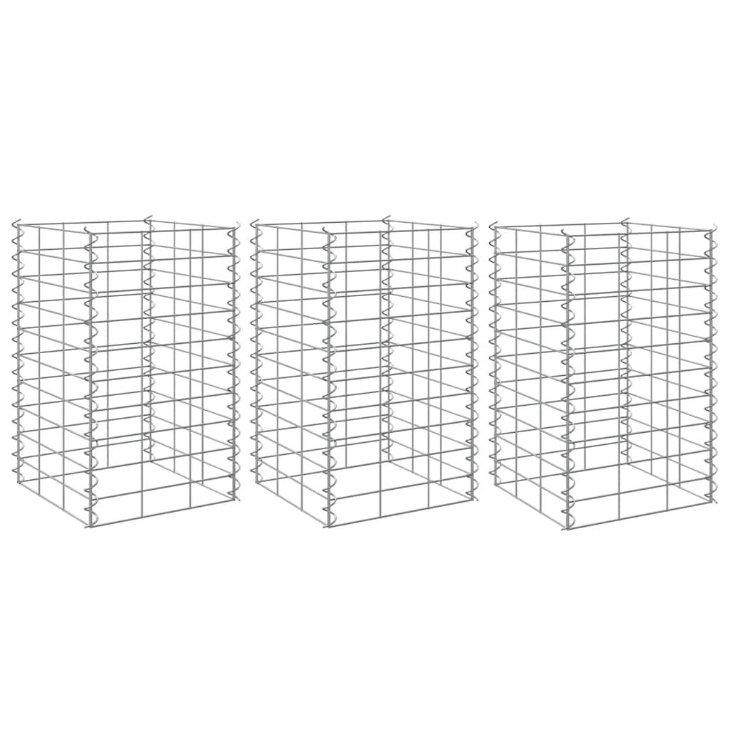 Jardinière | Lits surélevés en gabion 3 pcs 30x30x50 cm Fer - Image 2