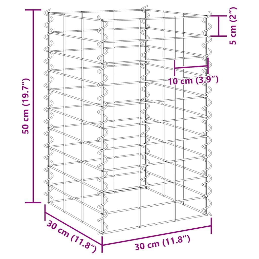 Jardinière | Lits surélevés en gabion 3 pcs 30x30x50 cm Fer - Image 9