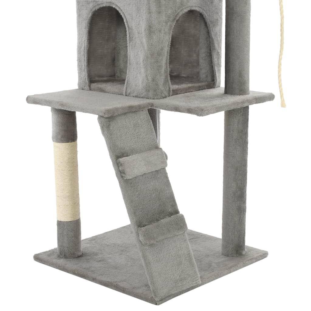 Helloshop26 - Arbre à chat griffoir grattoir niche jouet animaux peluché en sisal 120 cm gris - Image 6