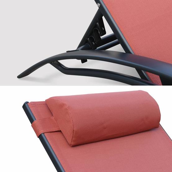 sweeek - Duo de bains de soleil aluminium - Louisa terracotta- Transats aluminium et textilène | sweeek - Image 3