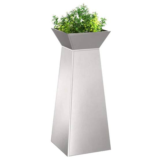 ComfortXL - Duo de Pots de Fleurs Hauts Forme Pilier 100cm, Bac Jardinière en Acier pour Extérieur Argenté – ComfortXL Outdoor Living - Image 3