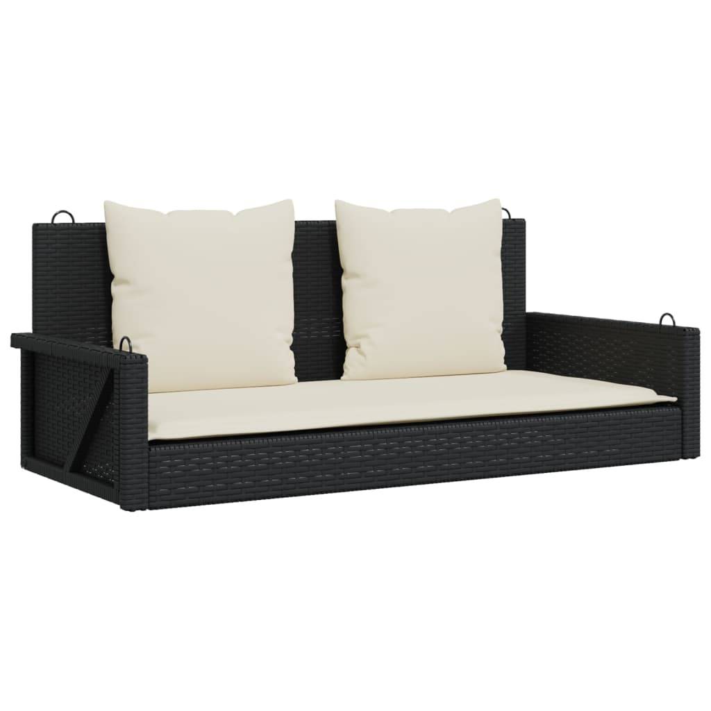 Vidaxl - Banc à bascule avec coussins Noir 119 x 56 x 48 cm Résine tressée vidaXL 365629 - Image 2