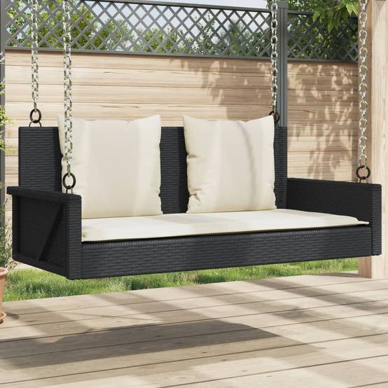 Vidaxl - Banc à bascule avec coussins Noir 119 x 56 x 48 cm Résine tressée vidaXL 365629 - Image 1
