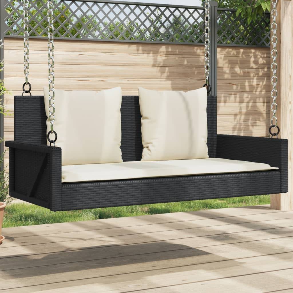 Vidaxl - Banc à bascule avec coussins Noir 119 x 56 x 48 cm Résine tressée vidaXL 365629 - Image 1