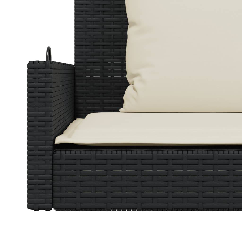 Vidaxl - Banc à bascule avec coussins Noir 119 x 56 x 48 cm Résine tressée vidaXL 365629 - Image 5