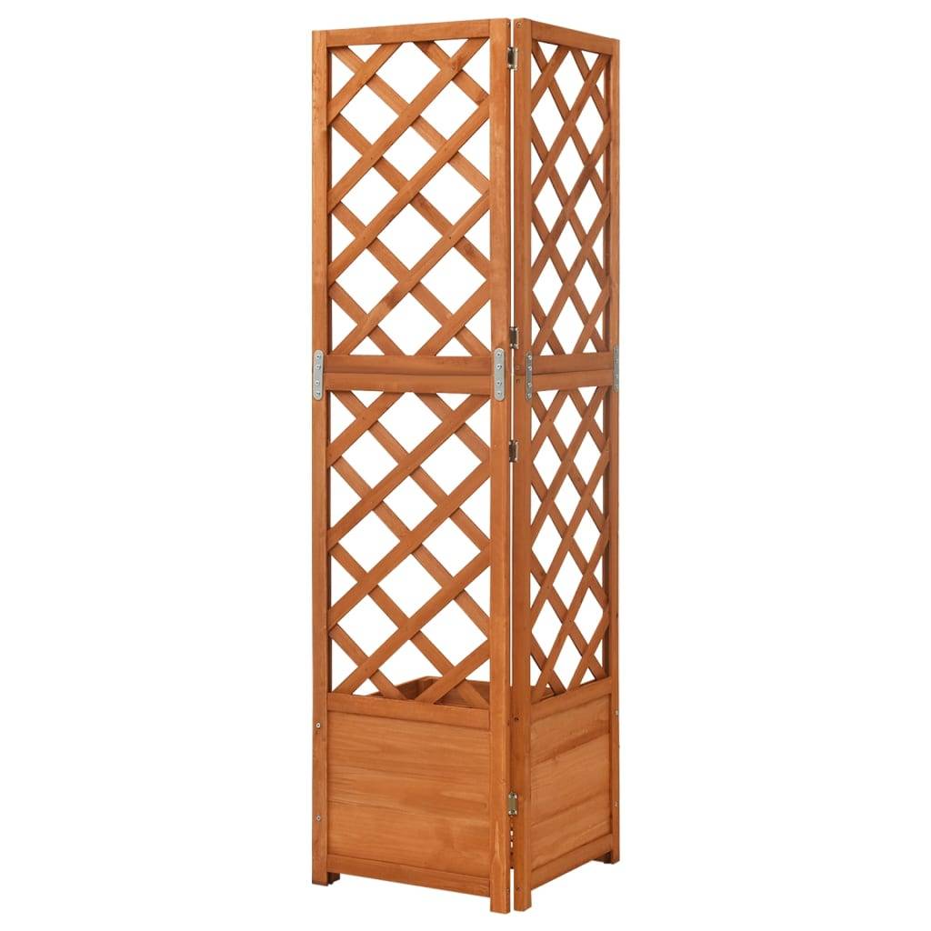 Jardinière d'angle en treillis 40 x 40 x 150cm bois de sapin massif - Image 3