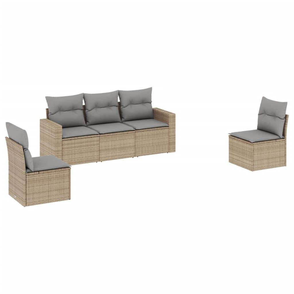 Vidaxl - Salon de jardin avec coussins 5 pcs beige résine tressée vidaXL 3251126 - Image 2