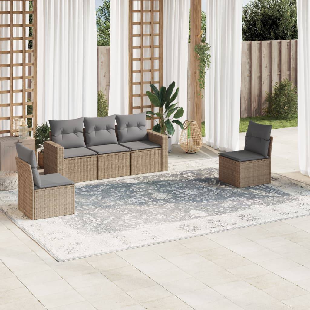 Vidaxl - Salon de jardin avec coussins 5 pcs beige résine tressée vidaXL 3251126