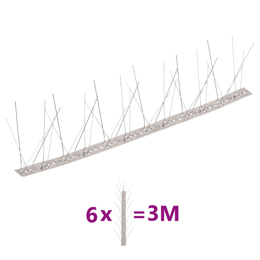 Vidaxl - Ensemble De 6 Pointes À 5 Rangées Contre Oiseaux Inox 3 M - vidaXL - Image 2