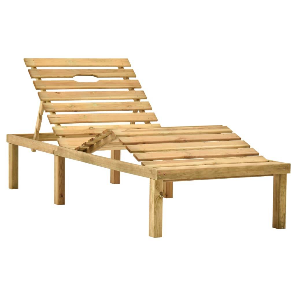 Helloshop26 - Transat chaise longue bain de soleil lit de jardin terrasse meuble d'extérieur avec coussin vert bois de pin imprégné - Image 2
