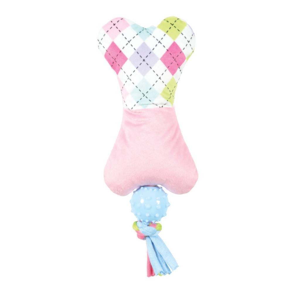 Animallparadise - animallparadise - Peluche Tiny os rose balle TPR 19 cm jouet pour chiots - Image 3