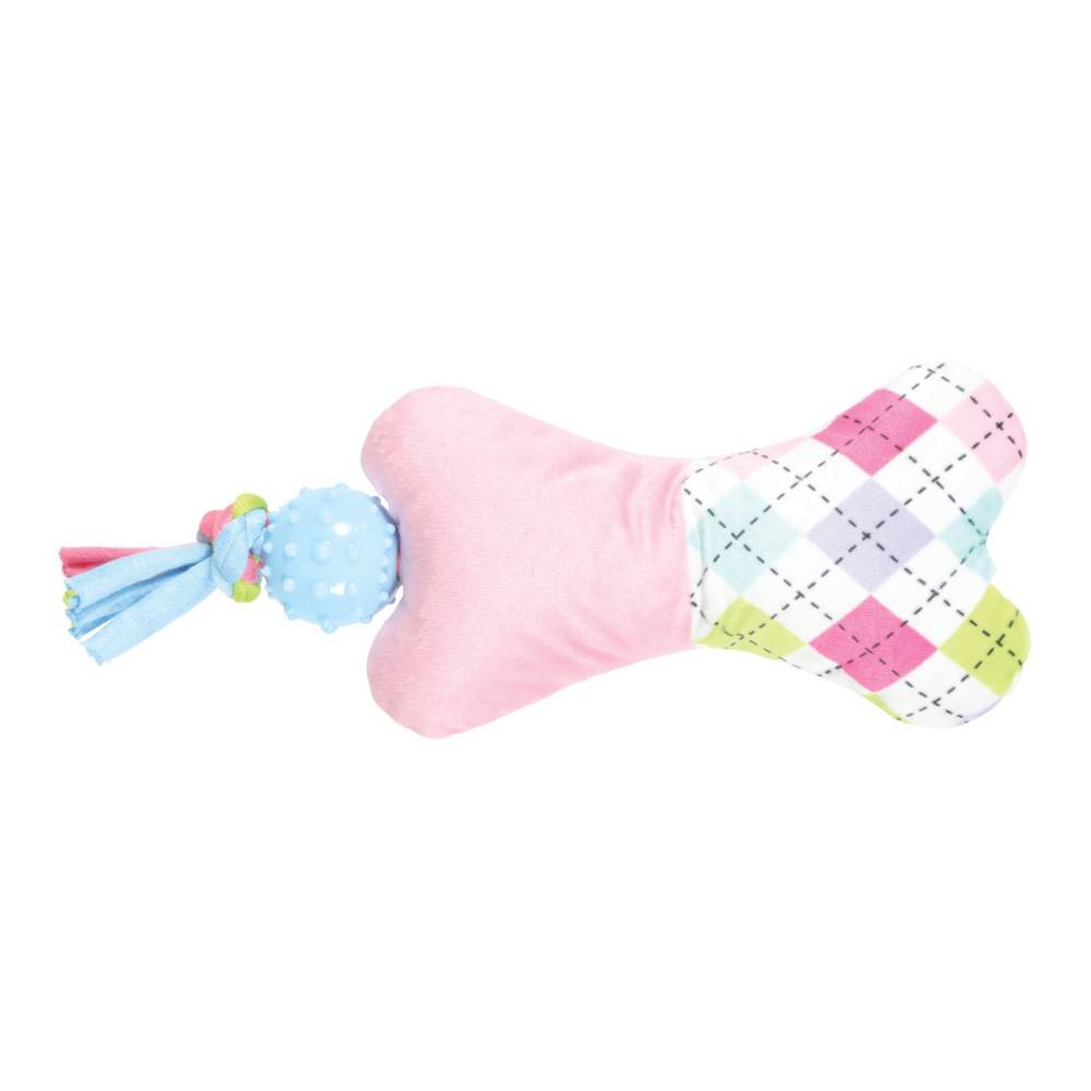 Animallparadise - animallparadise - Peluche Tiny os rose balle TPR 19 cm jouet pour chiots - Image 1