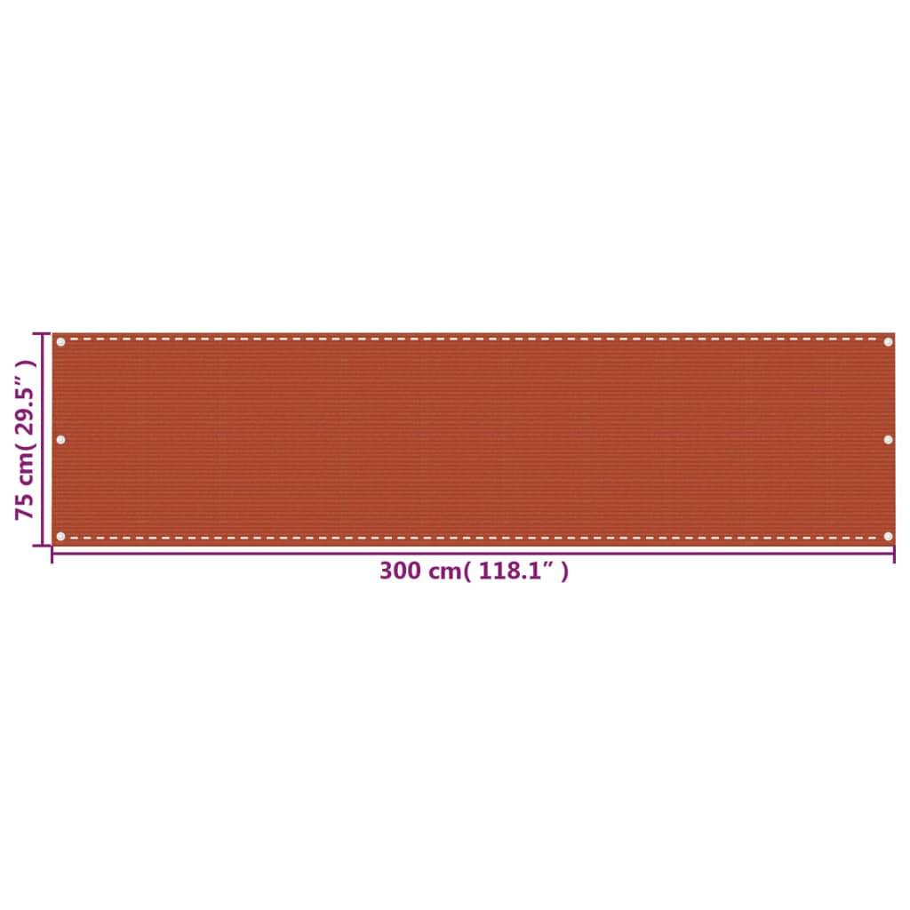 Helloshop26 - Écran de balcon brise pare vue protection confidentialité 75 x 300 cm PEHD orange - Image 5