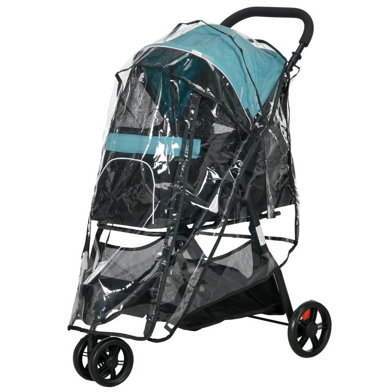 Poussette animaux pliable extérieur 80.5 x 51.5 x 100 cm acier et polyester bleu et noir - PANGIVO - Image 1