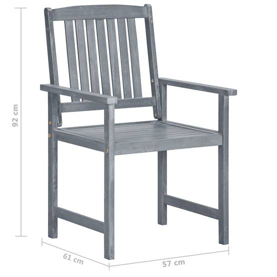 Chaises de jardin bois acacia massif gris 61 x 57 x 92 cm - PANGIVO - Image 7