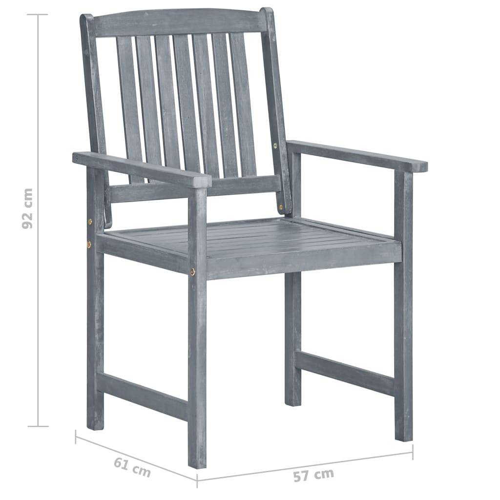 Chaises de jardin bois acacia massif gris 61 x 57 x 92 cm - PANGIVO - Image 7