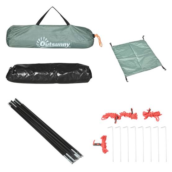 ComfortXL - Tente camping 2 personnes dôme polyester vert foncé 206 x 185 x 120 cm randonnée légère avec sac de transport - Image 8
