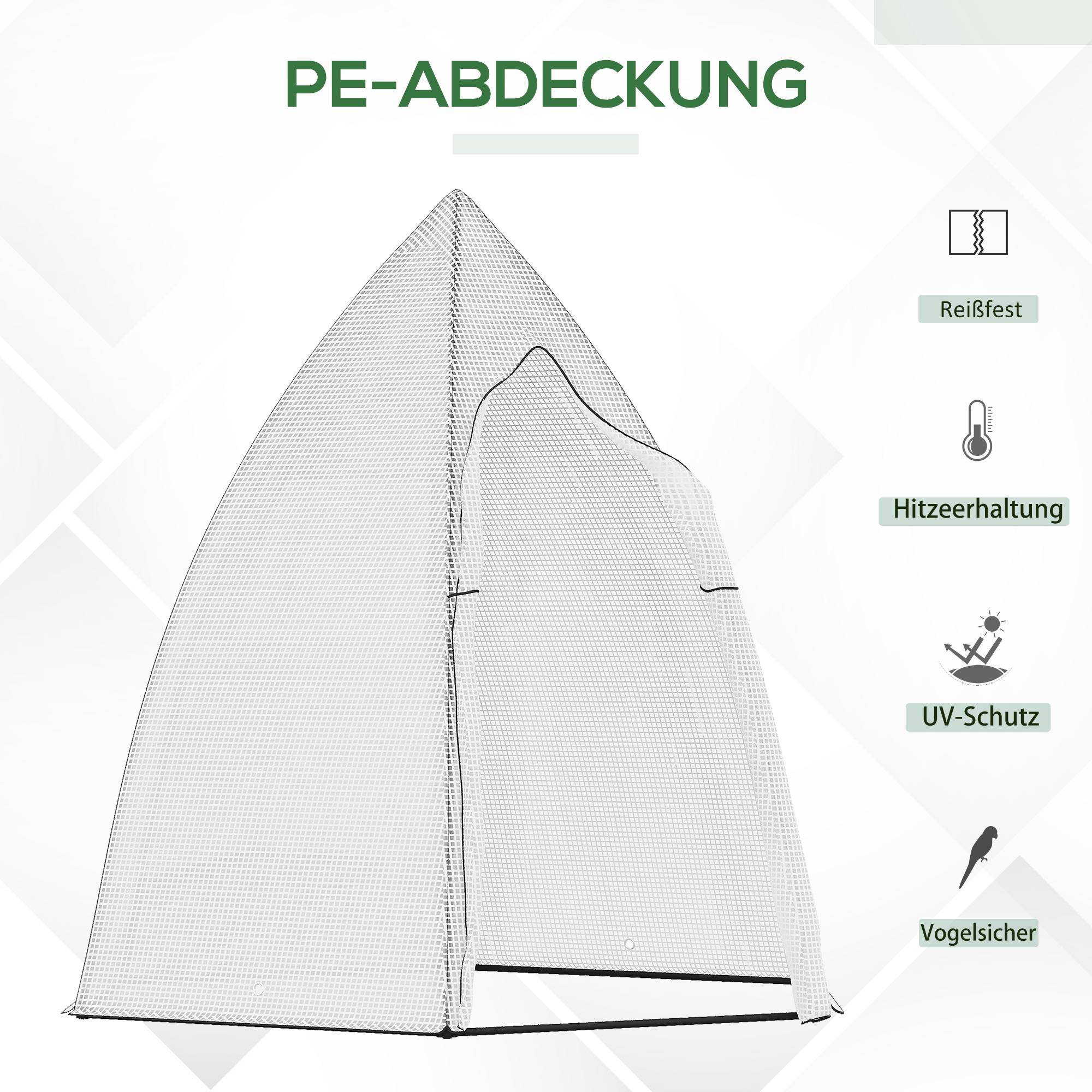 Tente hivernage métal PE pour plantes tropicales protection froid 160x140x180cm blanc - ComfortXL Outdoor Living - Image 6