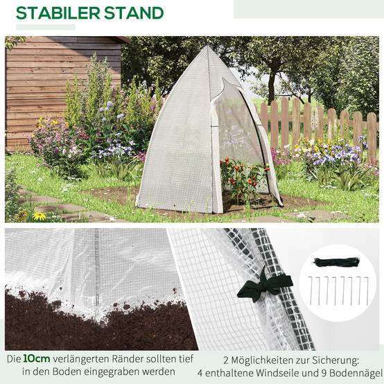 Tente hivernage métal PE pour plantes tropicales protection froid 160x140x180cm blanc - ComfortXL Outdoor Living - Image 8