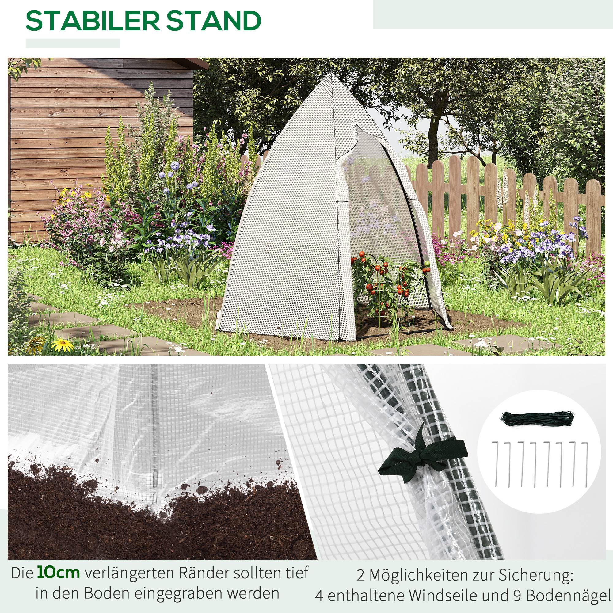 Tente hivernage métal PE pour plantes tropicales protection froid 160x140x180cm blanc - ComfortXL Outdoor Living - Image 8