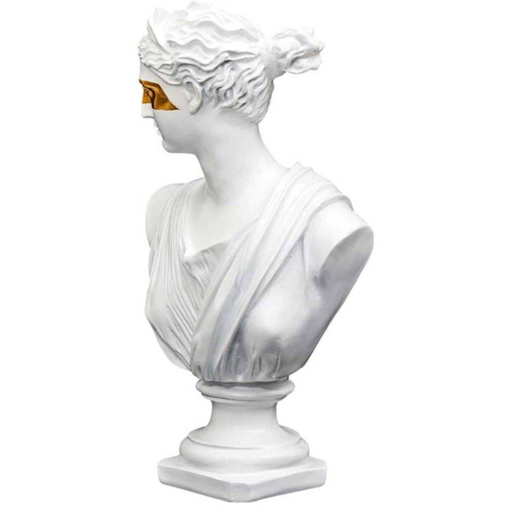 The Home Deco Factory - Statue buste avec masque doré en polyrésine 31.5 x 15.5 x 12 cm - Image 4