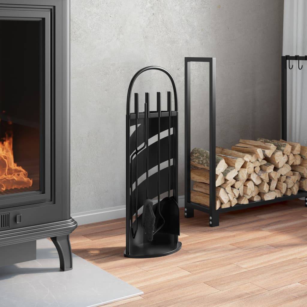 Set Serviteur de Cheminée Acier 5 Pièces pour Foyer Entretien du Feu 66 cm Noir - ComfortXL Outdoor Living - Image 3