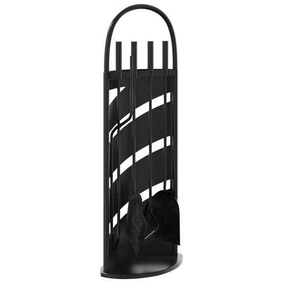 Set Serviteur de Cheminée Acier 5 Pièces pour Foyer Entretien du Feu 66 cm Noir - ComfortXL Outdoor Living - Image 2