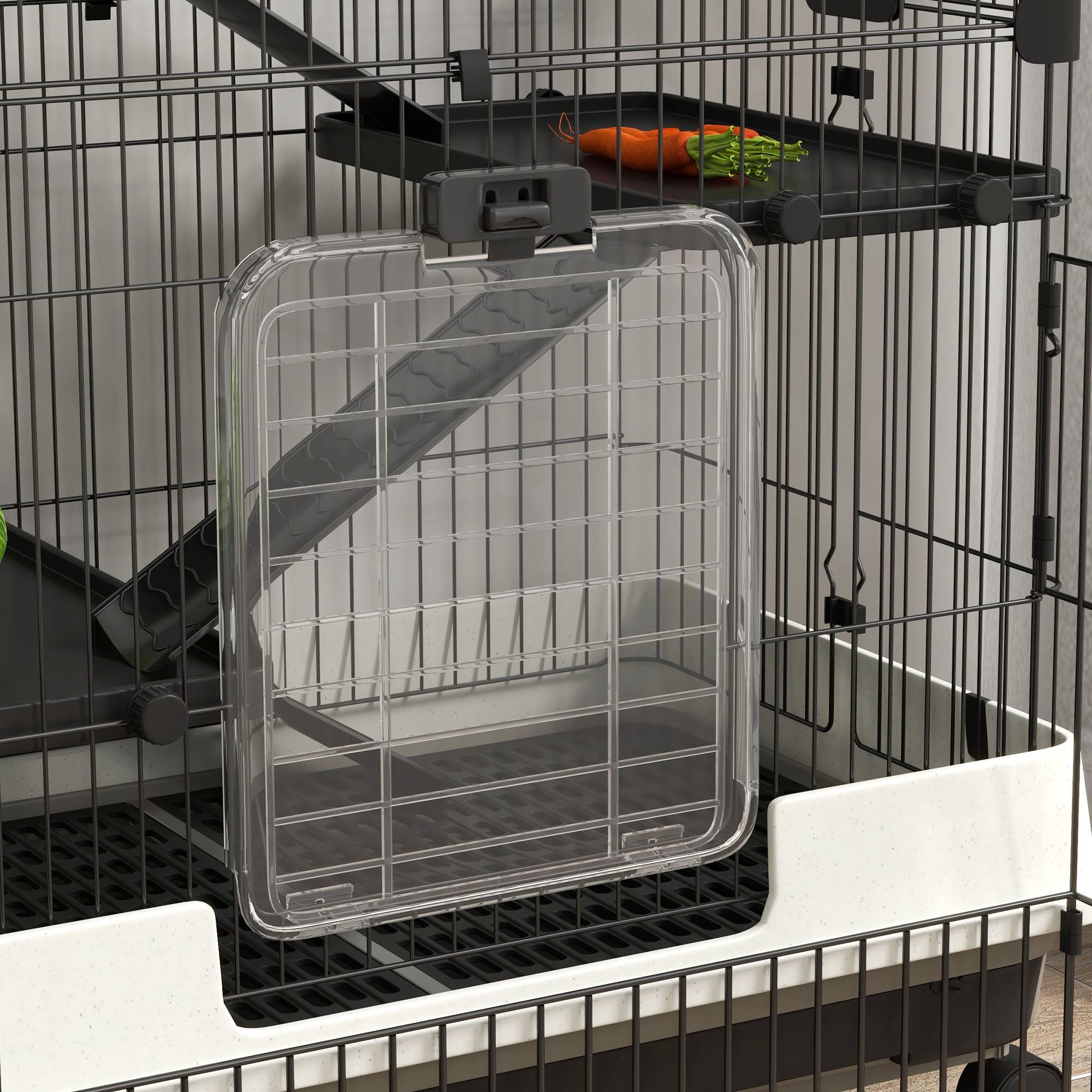 Cage pour petits animaux métal et plastique noir 182 x 81 x 114 cm - PANGIVO - Image 10