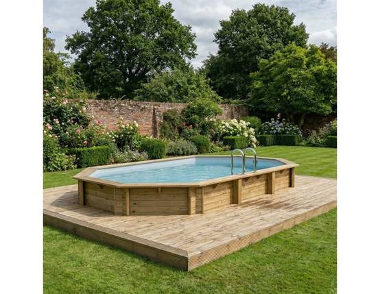 Altanka - Piscine hors sol en bois NEMO 7.3 x 3.97 - H.1.45 m, gris clair, cadre en métal - sans dalle - BAS7305OSPU2 - ALTANKA - Image 3
