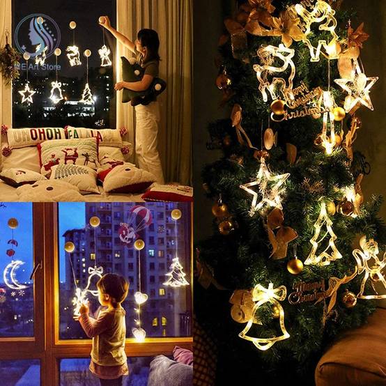 Lumières de Noël d'intérieur, lumières à ventouse, lumières suspendues décoratives de Noël, étanches IP42, adaptées aux fêtes, aux chambres, (cerf) - Image 4