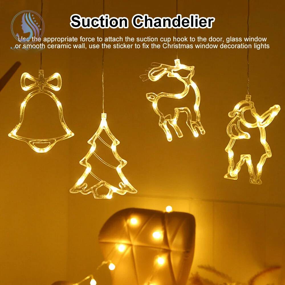 Lumières de Noël d'intérieur, lumières à ventouse, lumières suspendues décoratives de Noël, étanches IP42, adaptées aux fêtes, aux chambres, (cerf) - Image 9