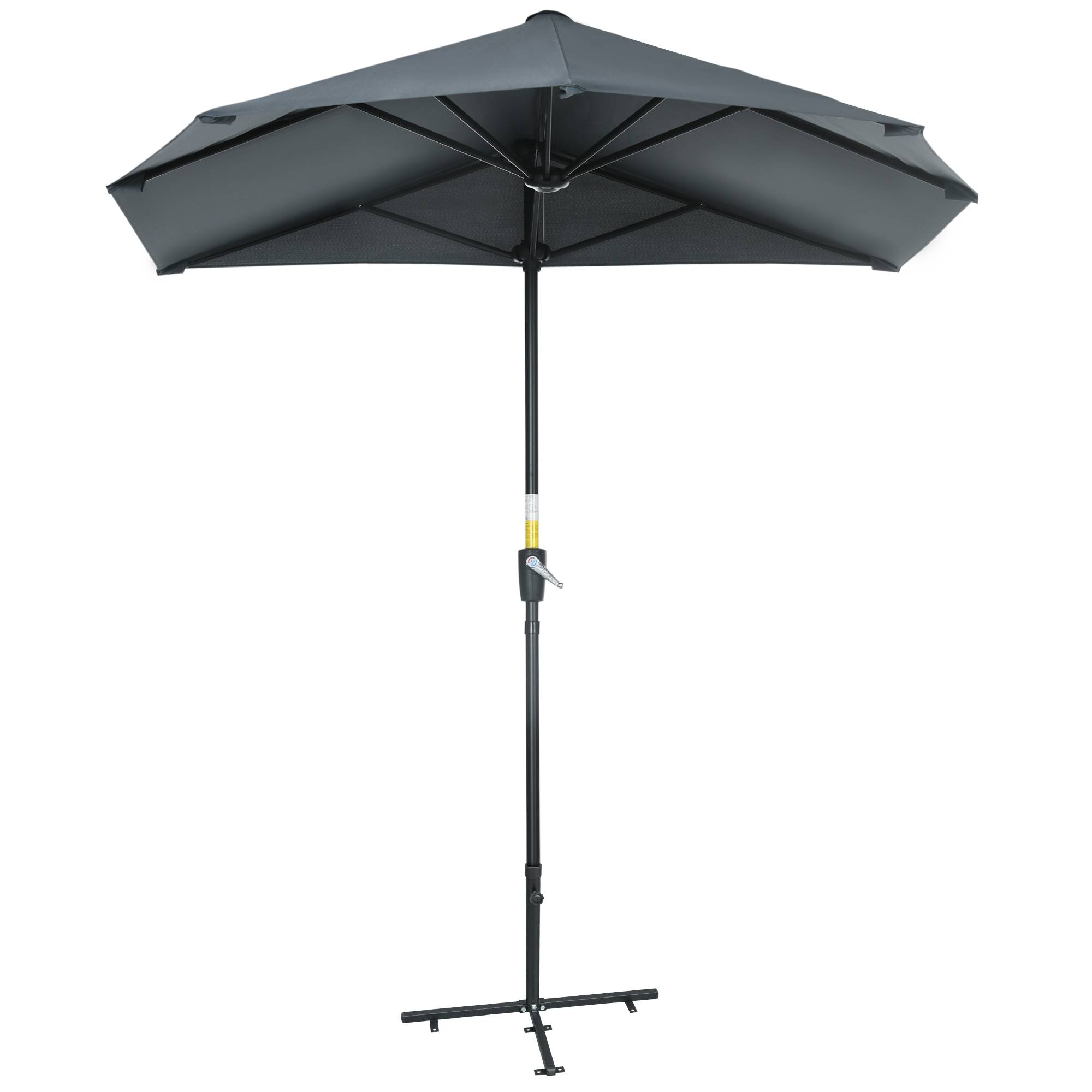 Demi-Parasol Mural Acier pour Balcon Terrasse avec Manivelle et Base Gris 200x190 cm - ComfortXL Outdoor Living - Image 2